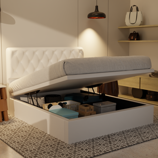 Wimble Genuine Leather Storage Bed (Gas Lift)