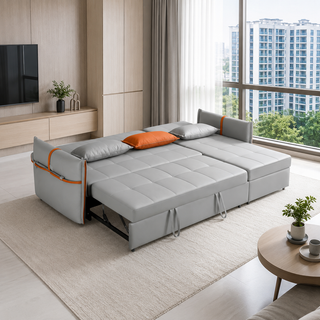Rivella L-Shaped Faux Leather Storage Sofa Bed