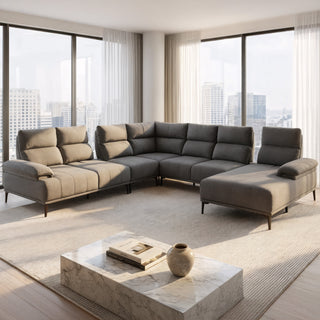 Orrian Fabric Adjustable Backrest L-Shaped Corner Sofa by Esteller (Pet Friendly & Easy Clean)