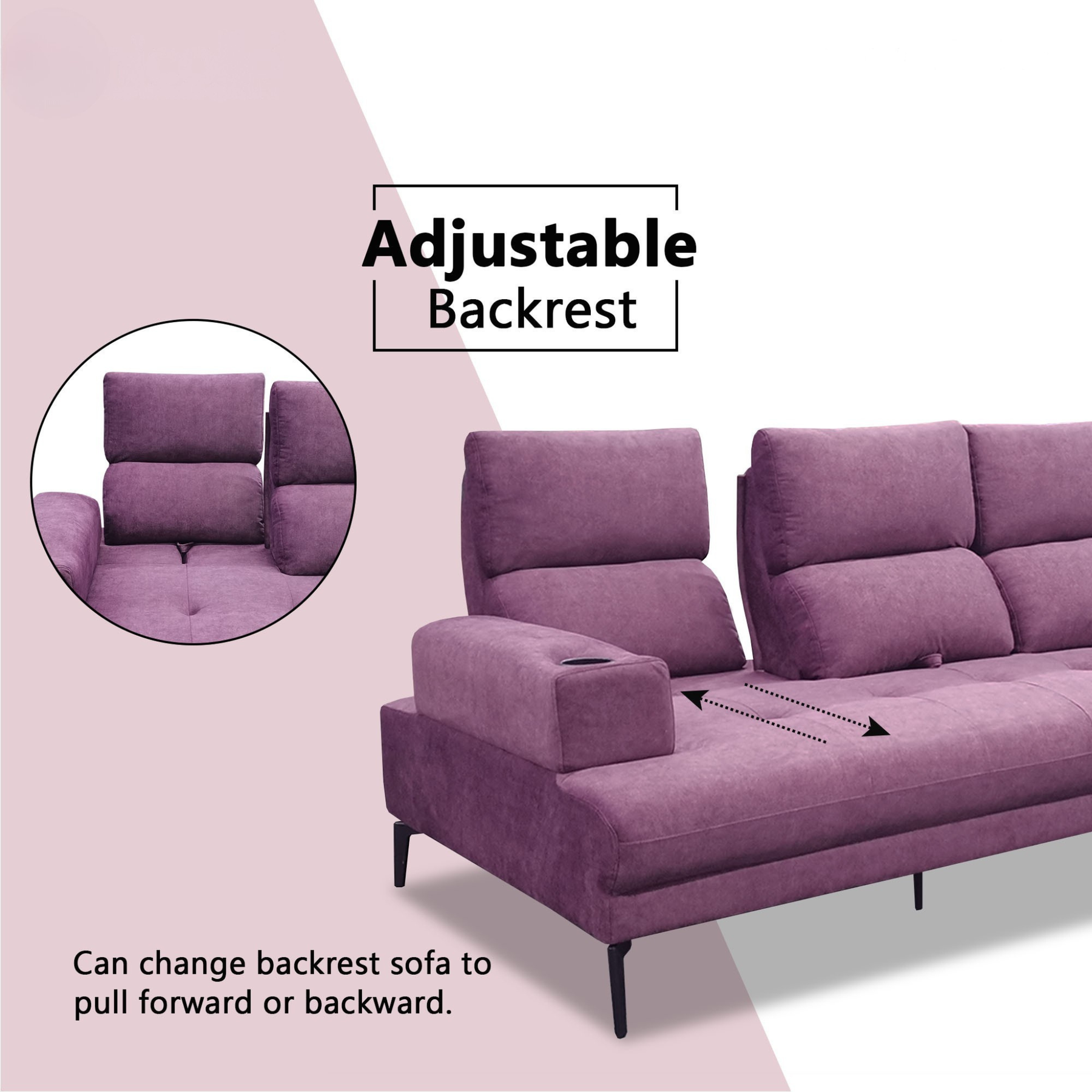Braston Fabric Adjustable Backrest Sofa by Esteller (Pet Friendly & Easy Clean)
