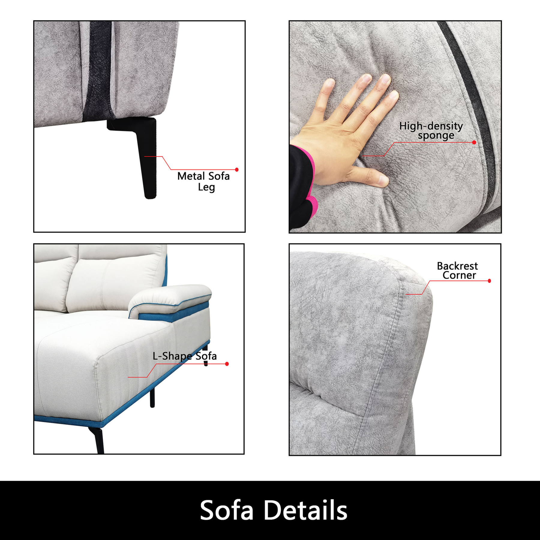 Geymor Fabric L-Shaped Sofa by Esteller (Pet Friendly & Easy Clean)
