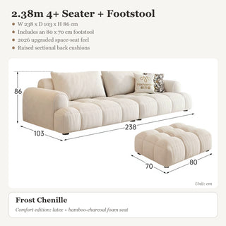 2.38m 4+ Seater + Footstool · Frost Chenille