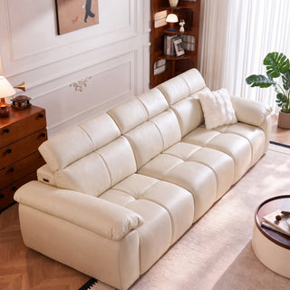 Nareell Genuine Leather Sofa Bed in a living room