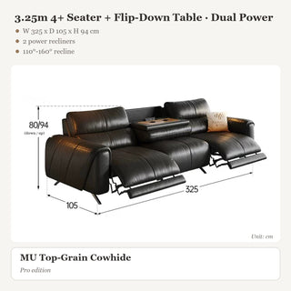 3.25m 4+ Seater + Flip-Down Table · Dual Power