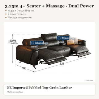 3.25m 4+ Seater + Massage · Dual Power