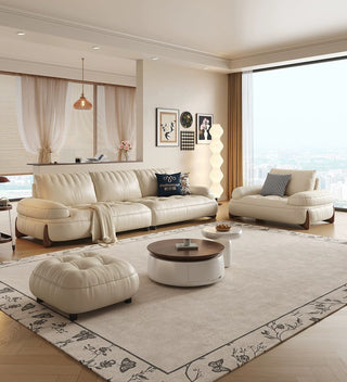 Cream leather living room