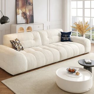 Cream air-soft cat-scratch cloud sofa in a living room