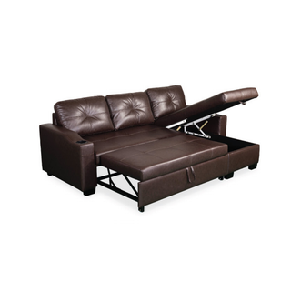 Tooru L-Shaped Faux Leather Storage Sofa Bed