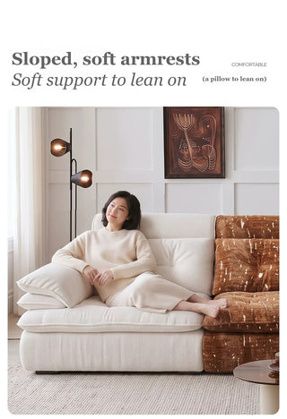 Sloped, soft armrests
