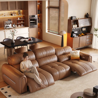 Leather power sofa in a living room