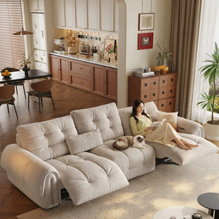 Chenille power sofa in a living room