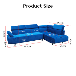 Gavros Fabric Headrest & Armrest L-Shaped Sofa by Esteller (Pet Friendly & Easy Clean)