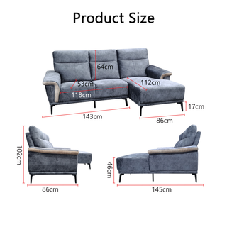 Geymor Fabric L-Shaped Sofa by Esteller (Pet Friendly & Easy Clean)