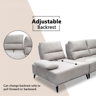 Norric Fabric Adjustable Backrest & Armrest L-Shaped Sofa by Esteller (Pet Friendly & Easy Clean)
