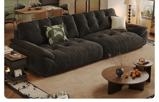 Dark fabric sofa in a living room