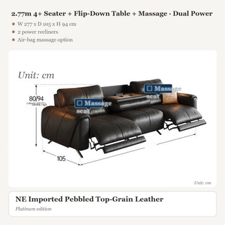 2.77m 4+ Seater + Flip-Down Table + Massage · Dual Power