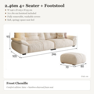 2.46m 4+ Seater + Footstool · Frost Chenille