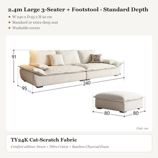 2.4m Large 3-Seater + Footstool · Standard Depth