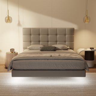 Macine Genuine Leather Floating Bed Frame (With LED)