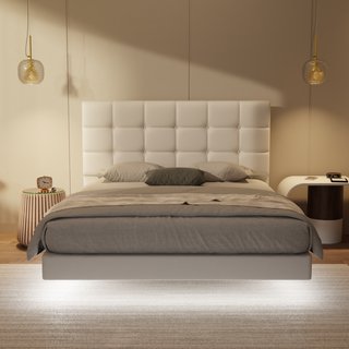 Macine Genuine Leather Floating Bed Frame (With LED)