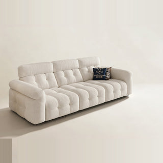 Cream cat-scratch fabric power sofa bed