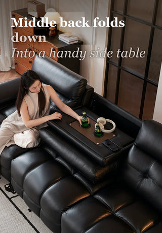 Middle back folds down into a table