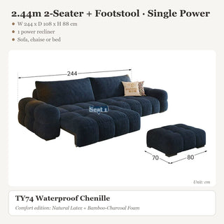 2.44m 2-Seater + Footstool · Single Power