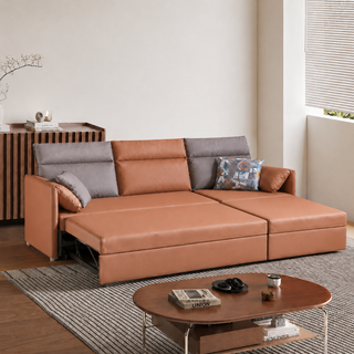 Harynne L-Shaped Faux Leather Storage Sofa Bed