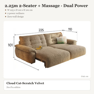 2.25m 2-Seater + Massage · Dual Power
