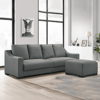 Kollins Grey Fabric Sofa (4 Seater + Stool)