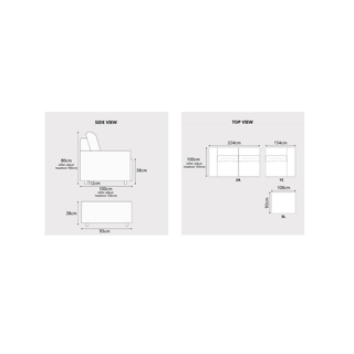 Rovanor Fabric Adjustable Backrest & Armrest Sofa by Esteller (Pet Friendly & Easy Clean)