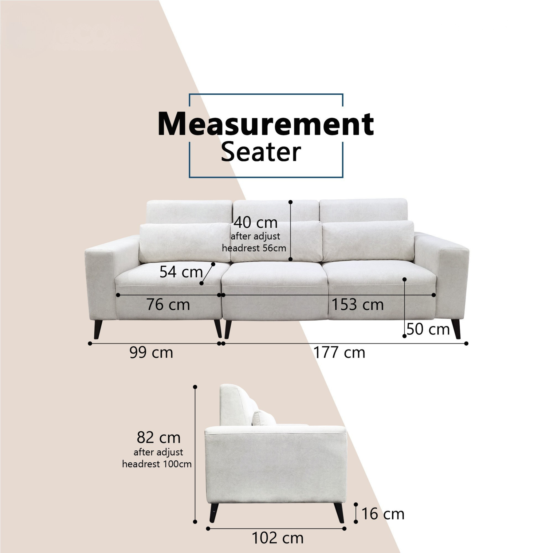 Shoalis Fabric Adjustable Backrest Sofa by Esteller (Pet Friendly & Easy Clean)