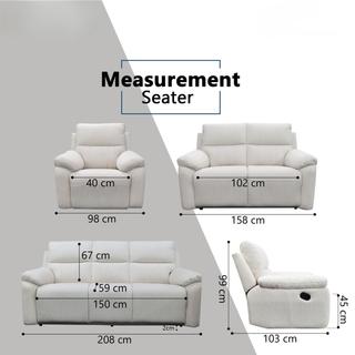 Deyric Fabric Recliner Sofa by Esteller (Pet Friendly & Easy Clean)