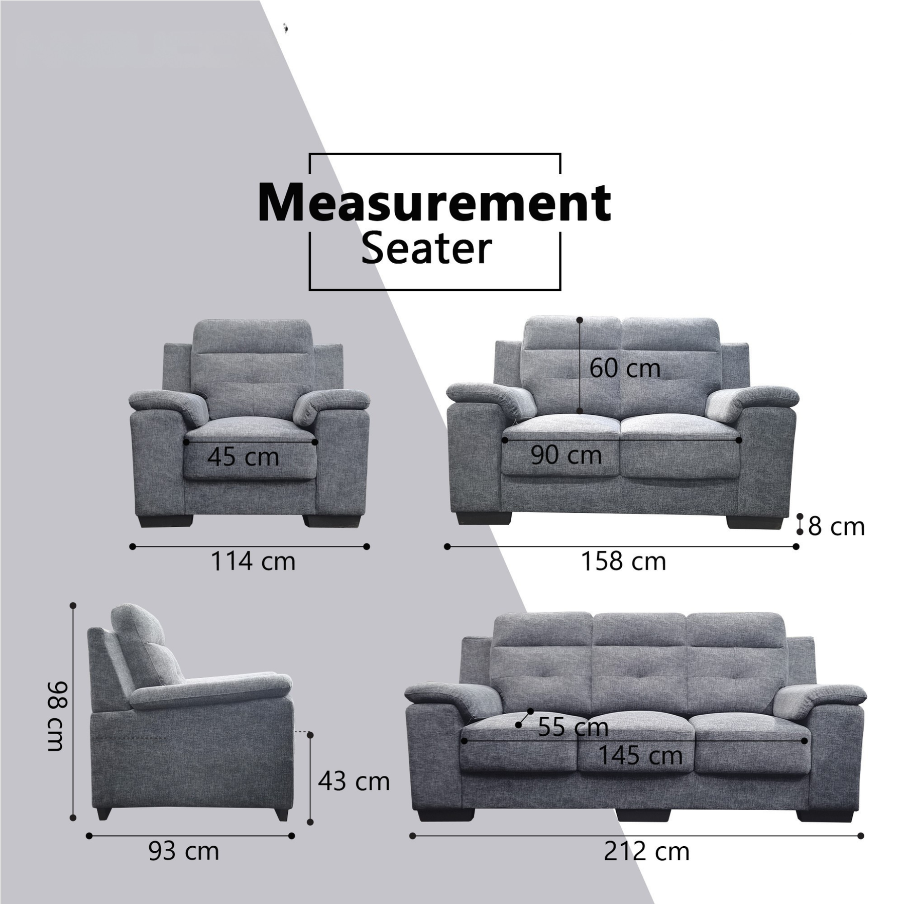 Zornel Fabric Sofa by Esteller (Pet Friendly & Easy Clean)