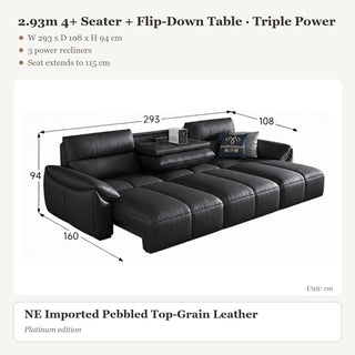 2.93m 4+ Seater + Flip-Down Table · Triple Power