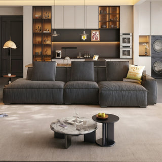 Charcoal cat-scratch chaise sofa in a living room