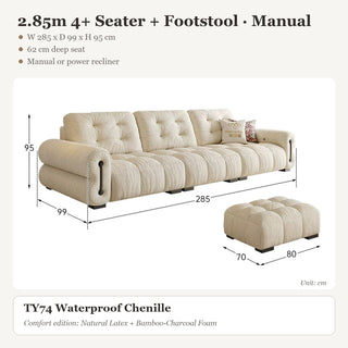 2.85m 4+ Seater + Footstool · Manual