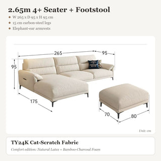 2.65m 4+ Seater + Footstool