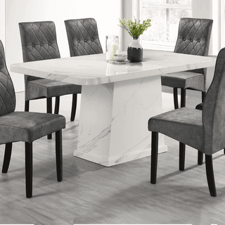 Volarium Marble Dining Table + Jodin Fabric Dining Chair (1+6)