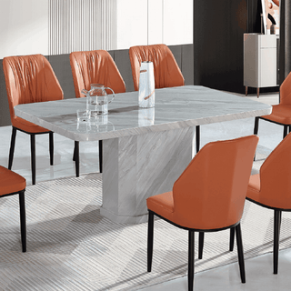 Veremal Marble Dining Table + Matar Orange Dining Chair (1+8)