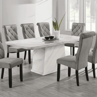 Vereme Marble Dining Table + Hadie Fabric Dining Chair (1+8)