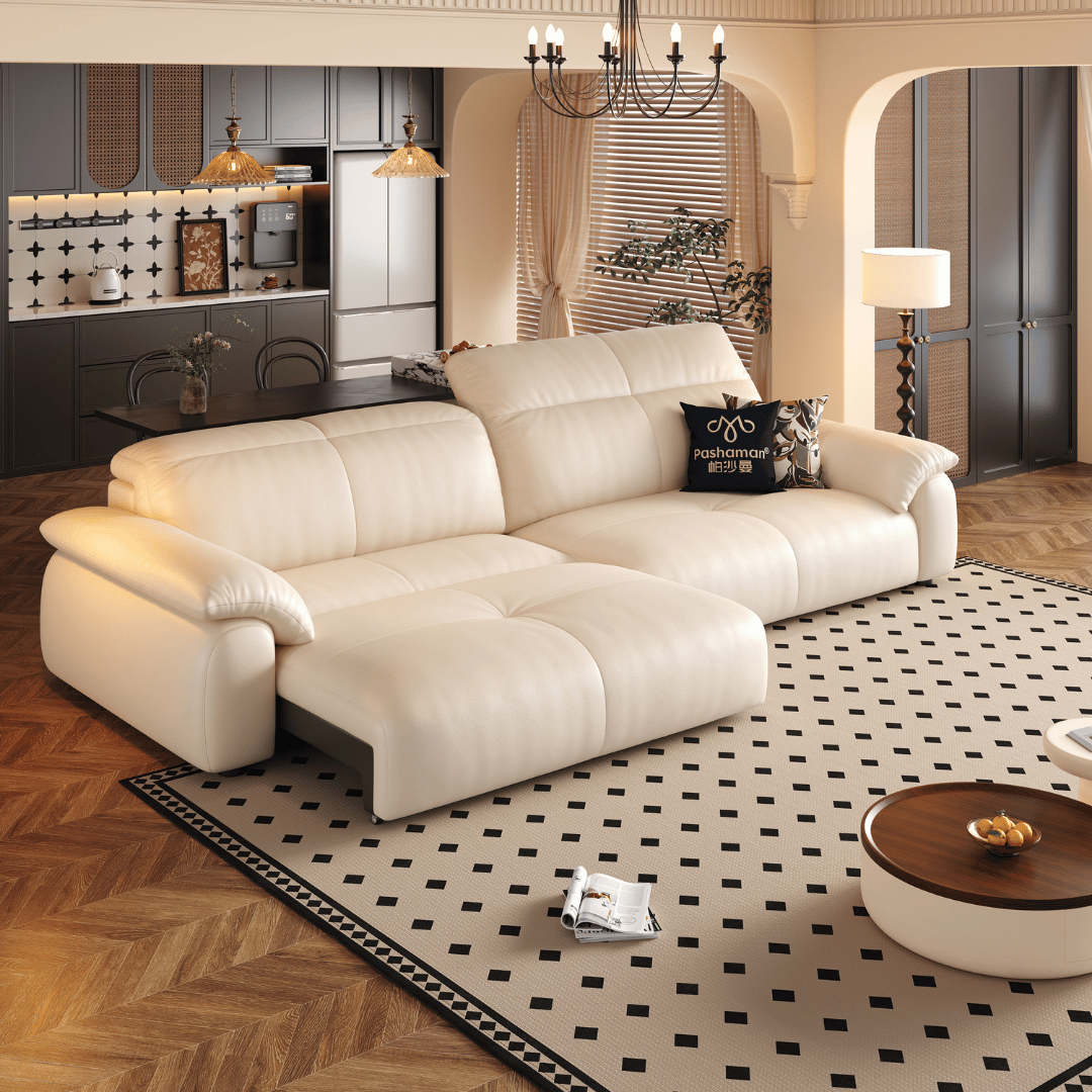 Wriggs Leather Electric Sofa Bed by Esteller (Water Repellent & App + Remote Control)