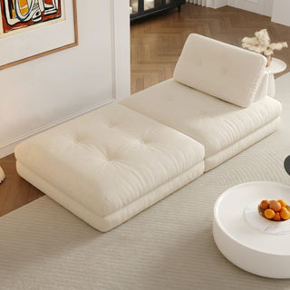 Cream modular cat-scratch fabric sofa in a living room
