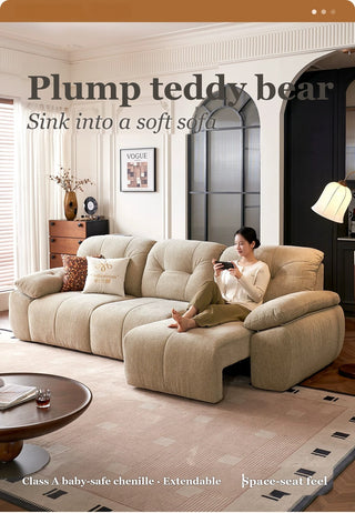 Plump teddy bear sofa