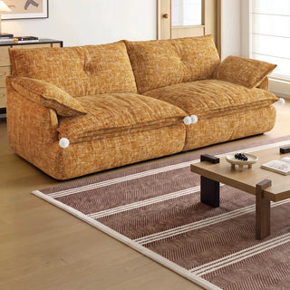 Gold cotton-linen sofa in a living room