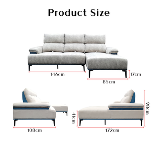Orrian Fabric Adjustable Backrest L-Shaped Sofa by Esteller (Pet Friendly & Easy Clean)