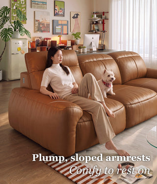 Plump, sloped armrests