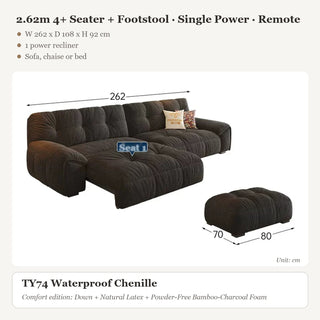 2.62m 4+ Seater + Footstool · Single Power · Remote