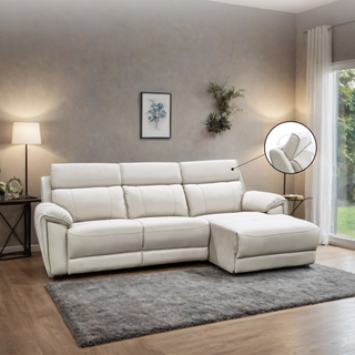 Enricus Fabric Adjustable Headrest L-Shaped Sofa by Esteller (Pet Friendly & Easy Clean)