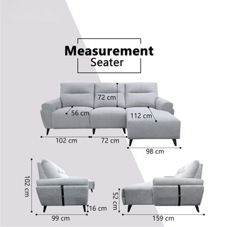 Xyrel Fabric Recliner L-Shaped Sofa by Esteller (Pet Friendly & Easy Clean)